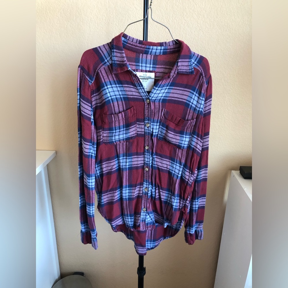 abercrombie & fitch plaid flannel button down shirt